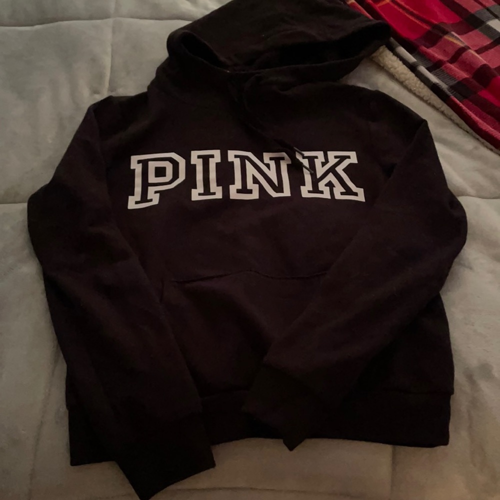Black fuzzy PINK VS hoodie